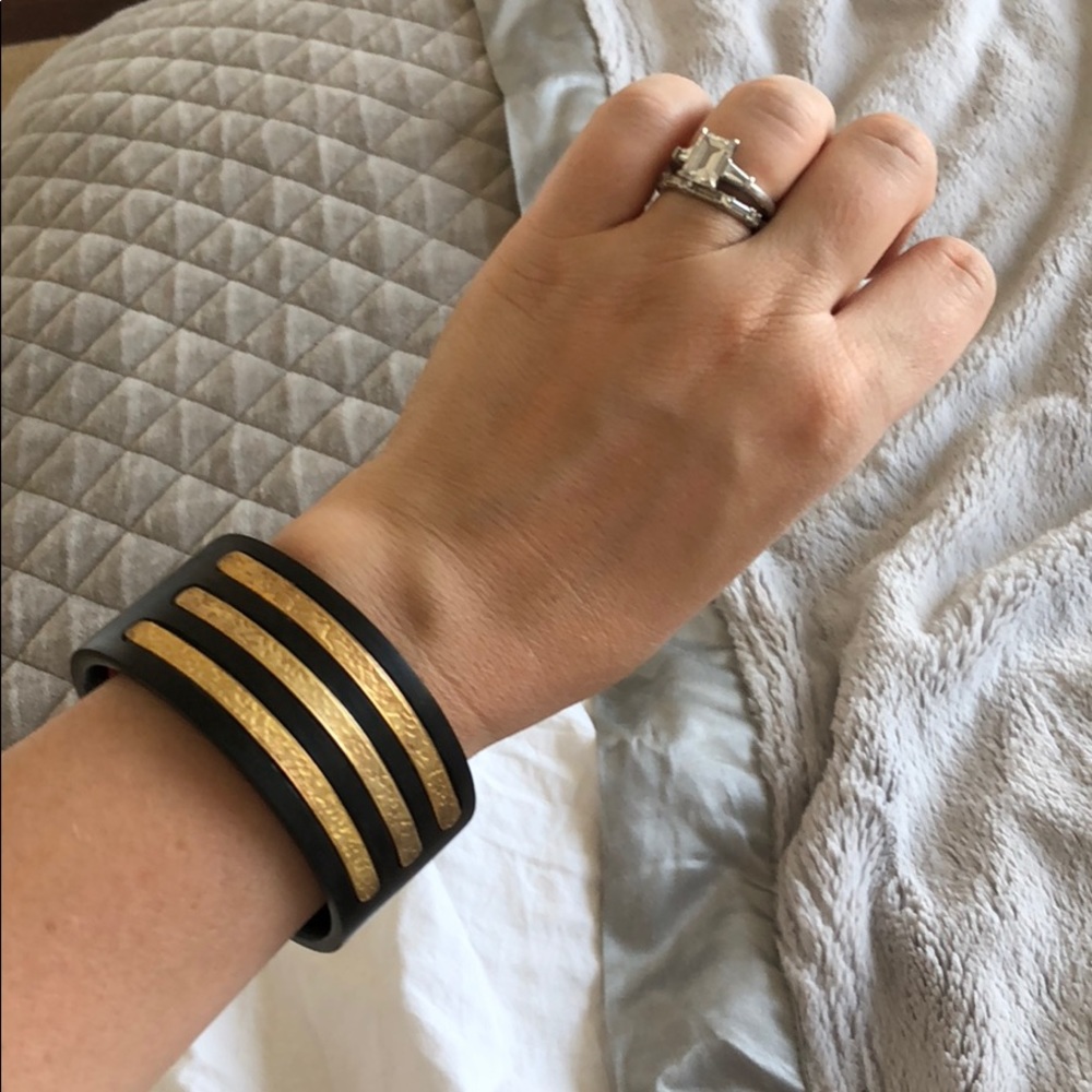 Wooden bangle with gold plates
